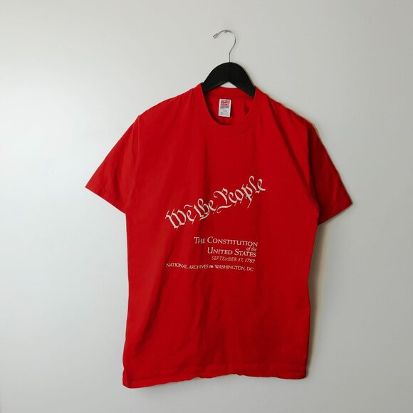 Vintage 80s Large Red Soffe Single Stitch USA T-Shirt We The People Unisex Fit - Picture 10 of 14